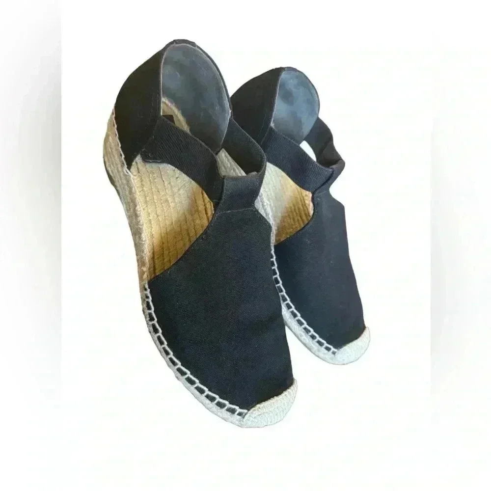 Tory Burch Women's Black Catalina Espadrille Wedge Sandal size 9M
